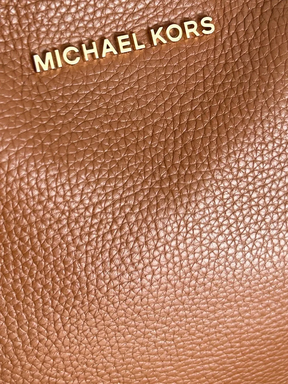 Michael Kors Brown Pebbled Leather Tote Bag Shoulder Purse Zip top